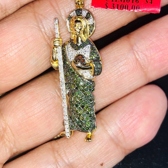 Real Diamond custom made Jesus pendant not CZ! WOW - Picture 6 of 11
